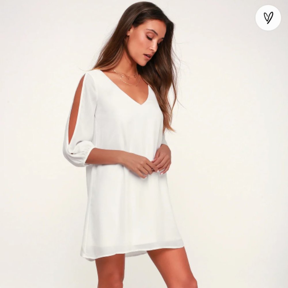 Lulus Shifting Dears Ivory Long Sleeve Dress